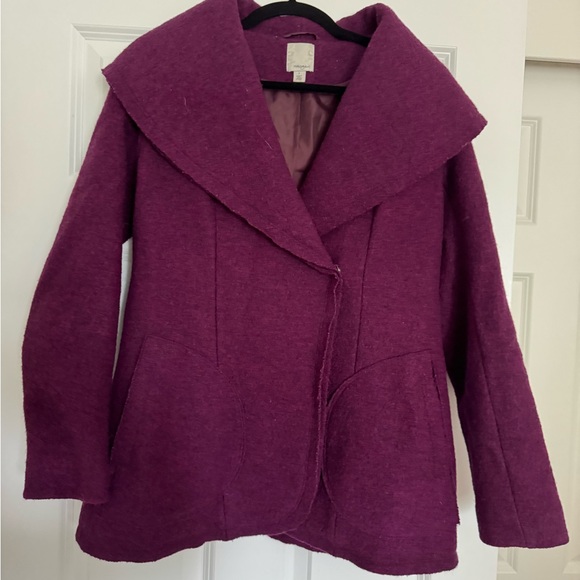 Halogen raspberry boiled wool coat - Picture 1 of 8